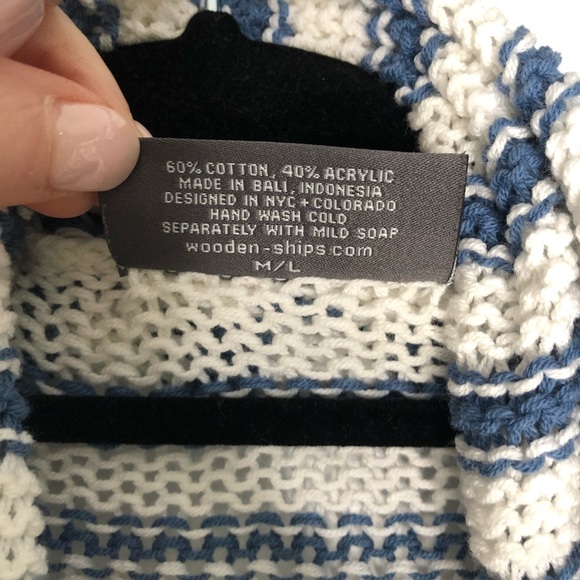 Wooden Ships Striped Open Cardigan, Sz M/L - Picture 4 of 5